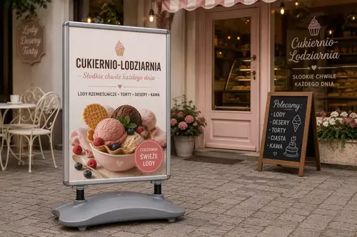 Zdjęcie produktu Potykacz reklamowy A1 OWZ z obciążeniem Waterbase rama aluminiowa srebrna 5