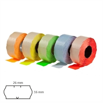 Zdjęcie produktu Taśma do metkownic 26x12mm HMTC -  5 rolek czerwona etykiety cenowe magazynowe produktowe  3