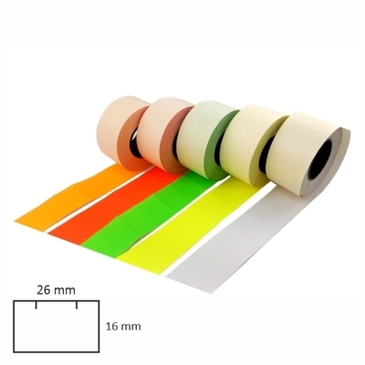 Zdjęcie produktu Taśma do metkownicy 26x16 mm DT – biała dwurzędowa prosta 5 rolek etykiety cenowe magazynowe produktowe  2