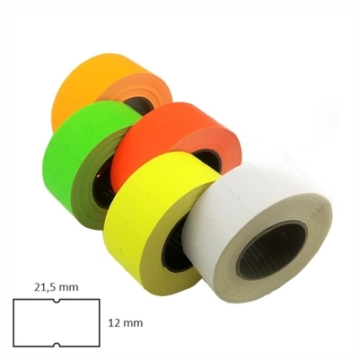 Zdjęcie produktu Taśma do metkownicy 21,5x12 mm MHK – 5 rolek pomarańczowa  etykiety cenowe do sklepów i magazynów 2