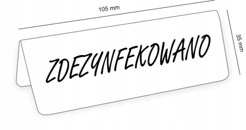 Zdjęcie produktu Stojak kredowy ZDEZYNFEKOWANO 105x35mm tabliczka informacyjna do gastronomii hoteli i gabinetów biały - czarny napis 2