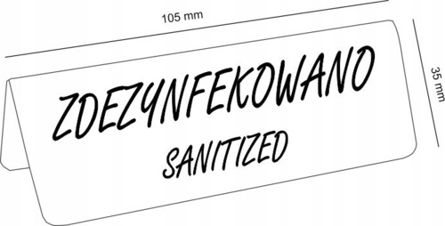 Zdjęcie produktu Stojak ZDEZYNFEKOWANO kredowy mały biały Ang/Pol  2