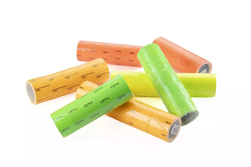 Zdjęcie produktu ROLKA CENOWA STANDARD, "F" 28X35, czerwona, 5 rolek
