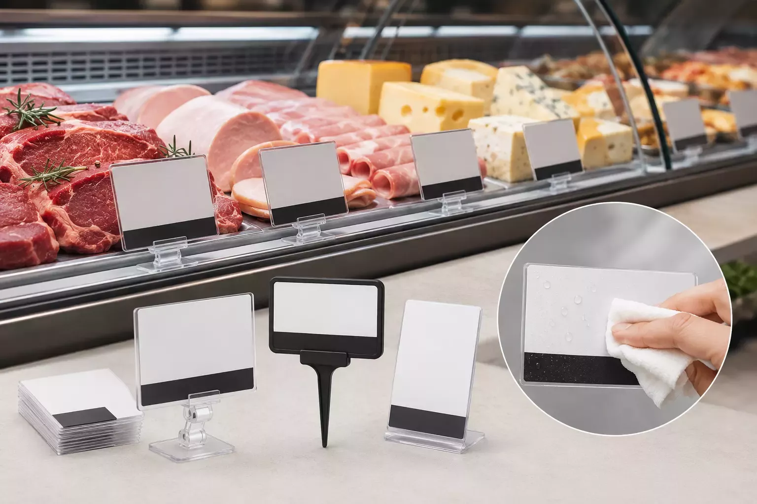Cenówki i etykiety laminowane w ladach chłodniczych – praktyczny poradnik dla sklepów: jak oznaczać produkty zgodnie z przepisami, higienicznie i czytelnie dla klienta